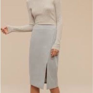 Aritzia Babaton Midi Pencil Gray Skirt